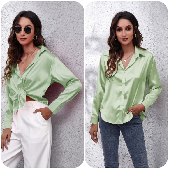 Golden Collared Neck Buttoned Long Sleeve Shirt - Picture 6 of 16